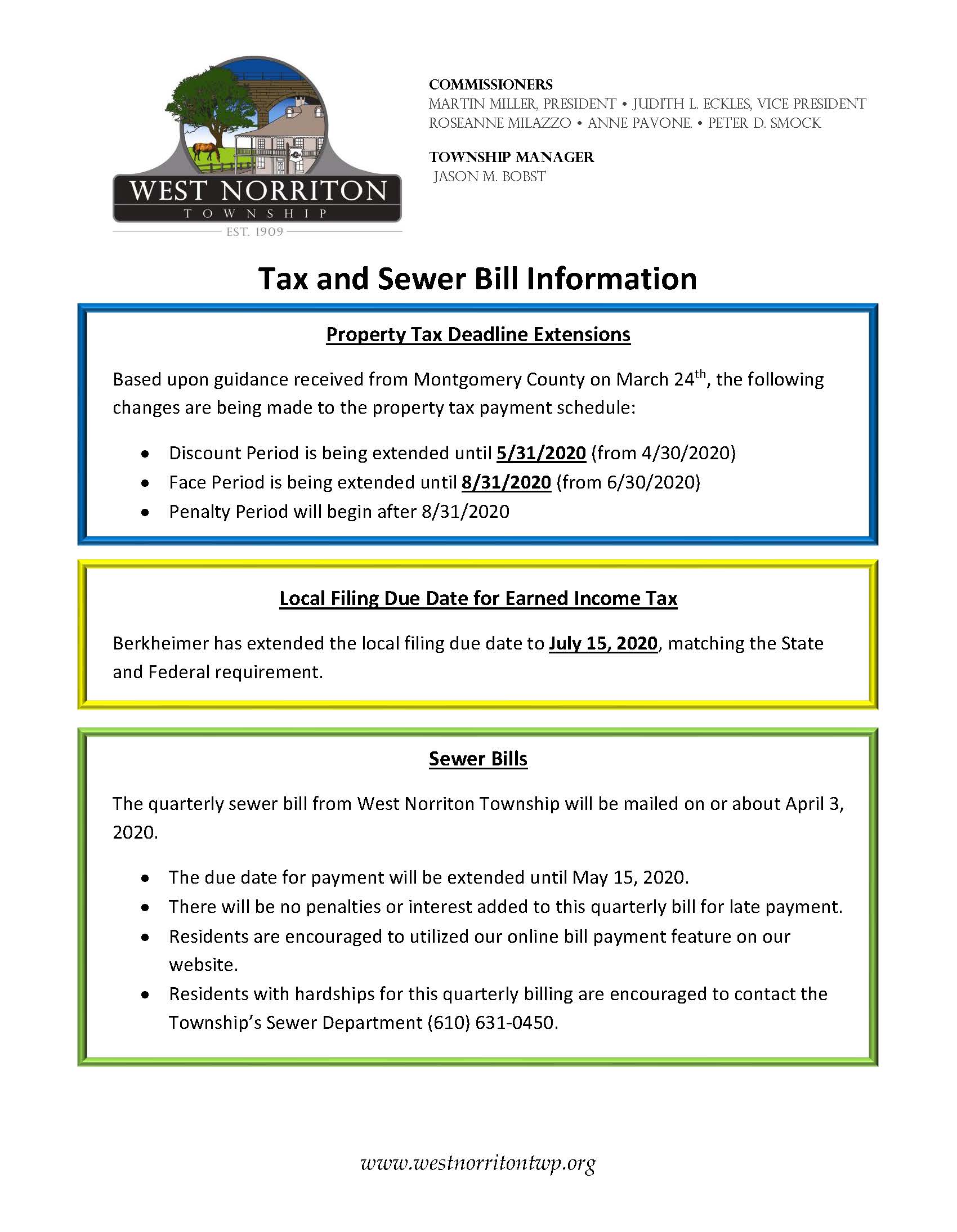 Tax and Sewer Information