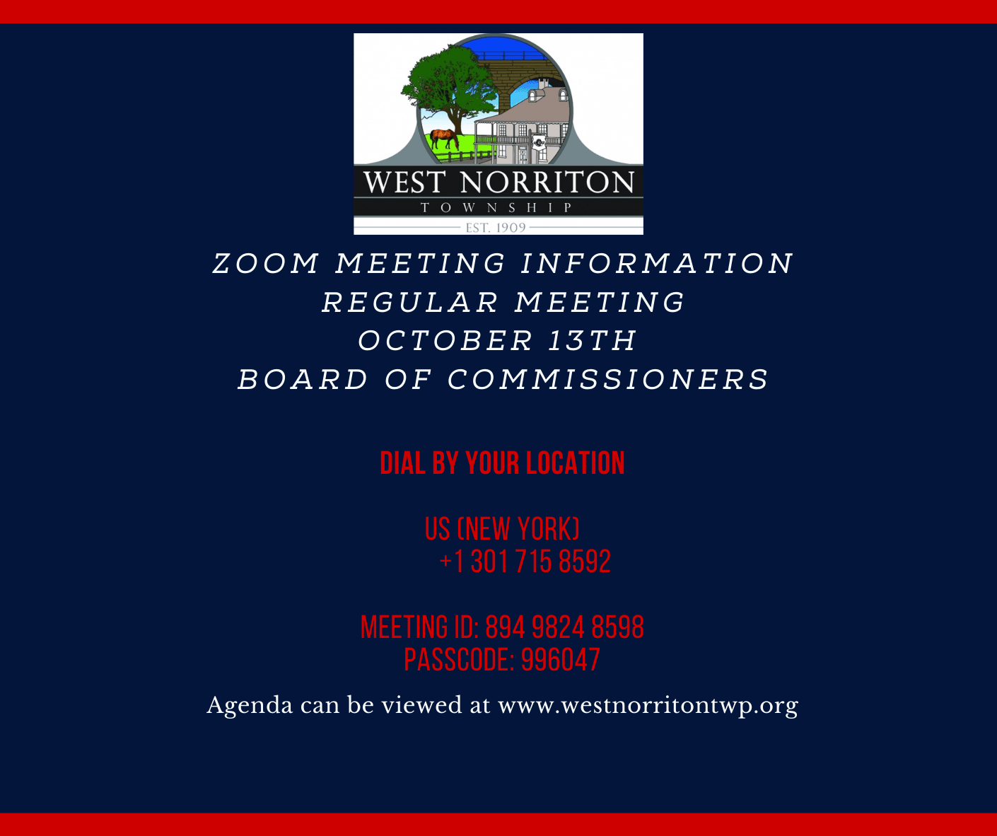 October Regular Meeting Zoom