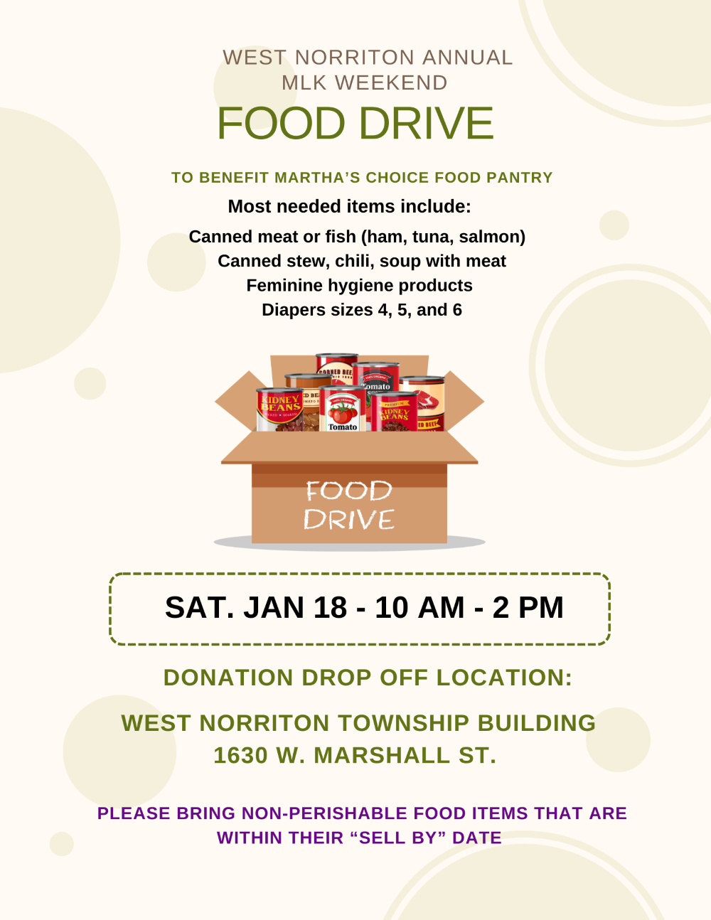 West Norriton Annual food drive flyer